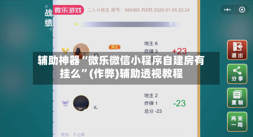辅助神器“微乐微信小程序自建房有挂么”(作弊)辅助透视教程-第2张图片