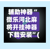 辅助神器“微乐河北麻将开挂神器下载安装”(作弊)辅助透视教程