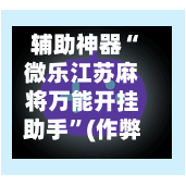 辅助神器“微乐江苏麻将万能开挂助手”(作弊)辅助透视教程