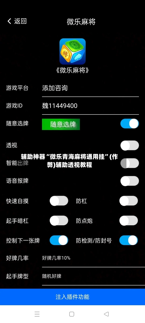 辅助神器“微乐青海麻将通用挂”(作弊)辅助透视教程