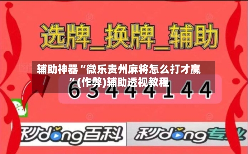 辅助神器“微乐贵州麻将怎么打才赢	”(作弊)辅助透视教程-第3张图片