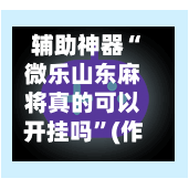 辅助神器“微乐山东麻将真的可以开挂吗	”(作弊)辅助透视教程-第2张图片