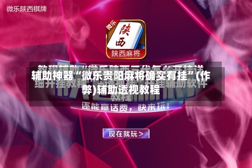 辅助神器“微乐贵阳麻将确实有挂”(作弊)辅助透视教程-第2张图片