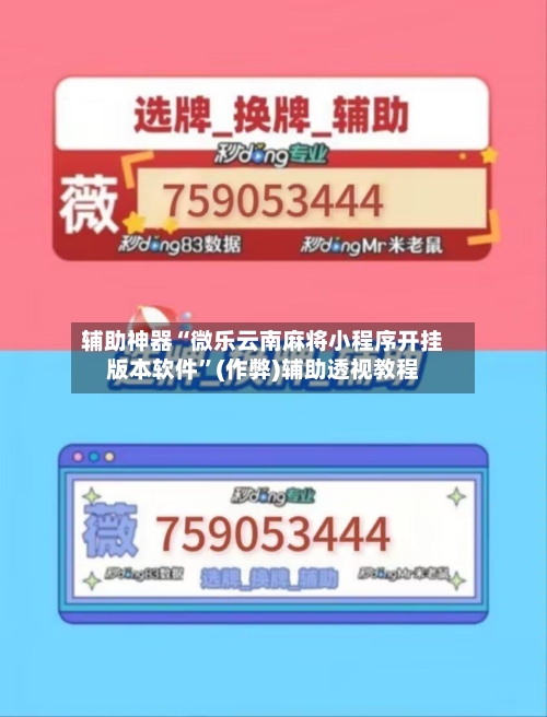 辅助神器“微乐云南麻将小程序开挂版本软件”(作弊)辅助透视教程