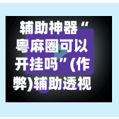 辅助神器“粤麻圈可以开挂吗”(作弊)辅助透视教程